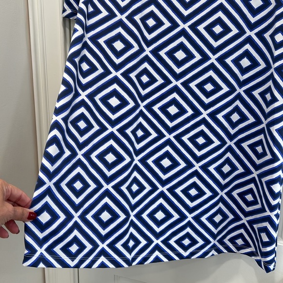 Mahi Gold Navy Purple and White Geometric A Line Dress Nylon & Spandex Sz.M - Picture 5 of 9